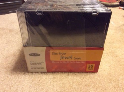 50 Belkin Clear Black Slim Jewel Cases CD/DVD New