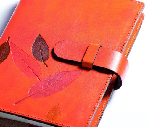 Weekly Organizer Leccio Refillable Leather Cover (Mandarin) 7 X 9.5 Inch