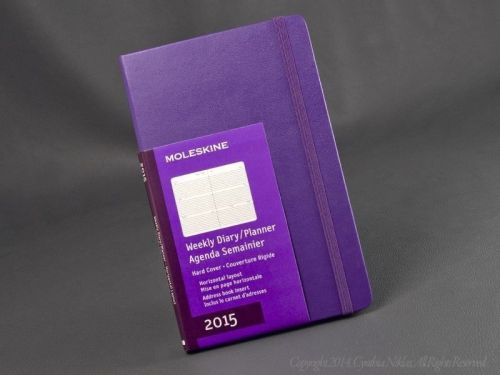 Moleskine 2015 violet weekly diary planner day agenda hard cover large 5&#034; x 8 1/4 &#034; for sale