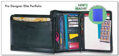 Pro designer elite leather binder portfolio padfolio organizer zipper black, new for sale