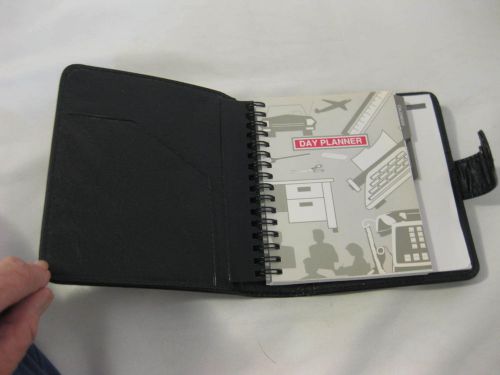 NEW Black Faux Leather Unbranded Compact Day Planner Organizer 6 x 5.5 inches