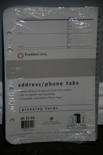 Franklin Covey Address Phone Tabs Planning Forms Classic Size