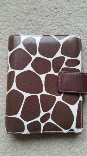 Franklin covey 365 compact planner binder oilcloth giraffe brown white 6 ring 1&#034; for sale