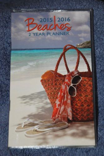Beaches 2 Year 2015-2016 Pocket Planner Calendar Vinyl Cover Organizer