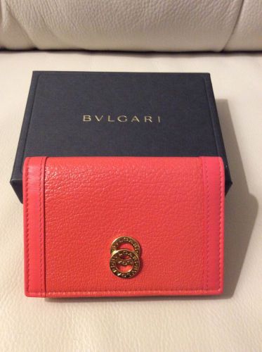 AUTHENTIC BVLGARI DOPPIO TONDO BUSINESSES CARD CASE CORALS GOLD