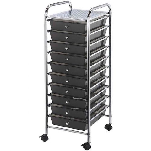 Swivel black utility smoke cart rolling drawers chrome frame organizer storage for sale