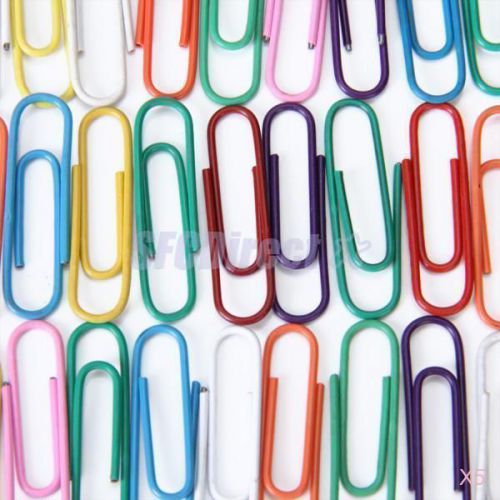 5x 100pcs color assorted plastic coated paper clips 28mm for sale