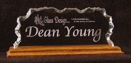 Custom Hand Made Glass Name Plate with Company Logo