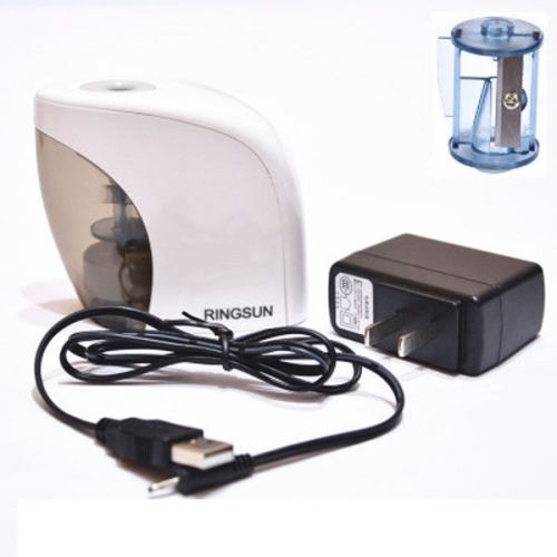 White Automatic Electric Touch Switch Office School Pencil Sharpener Tool + Plug