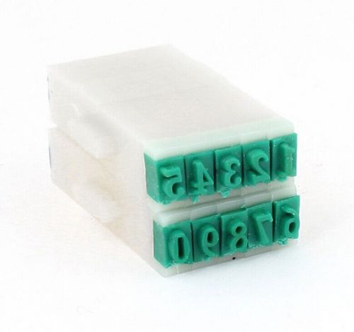 Plastic green off white rubber 0-9 arabic numbering stamp set 10 in 1 for sale