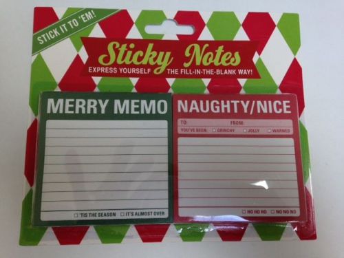 Pier 1 Naughty/Nice &amp; Merry Memo Sticky Notes - Christmas Theme - NEW
