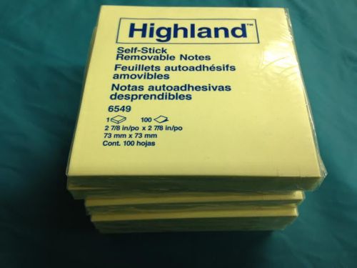 Lot of 6 Packs Highland 2-7/8x2-7/8 Self-Stick Removable Notes (6549) 100/Pad