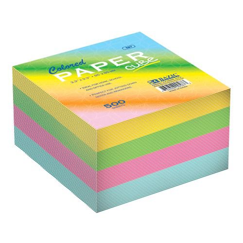 BAZIC 85mm X 85mm 500 Ct. Color Paper Cube, Case of 48