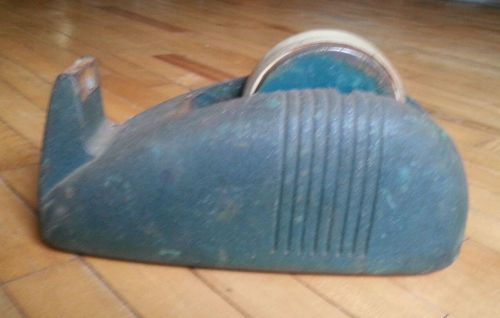 Antique Mid Century Industrial Steampunk Scotch Cast Iron Tape Dispenser &amp; Spool