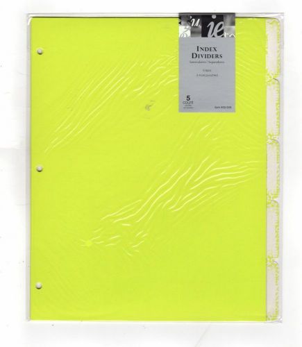 IE DECORATIVE 5 TAB DIVIDERS BRIGHT GREEN
