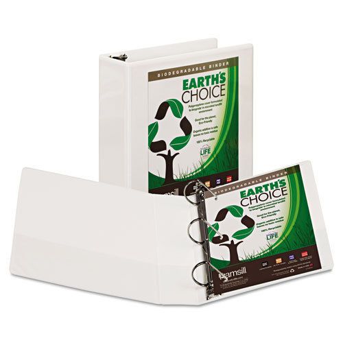 Earth&#039;s Choice Biodegradable Angle-D Ring View Binder, 3&#034; Capacity, White