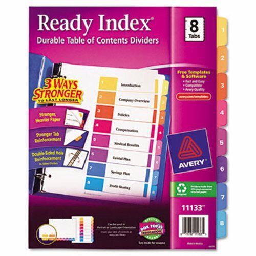 Avery Index Contemporary Table of Contents Divider, 1-8, Multi (AVE11133)