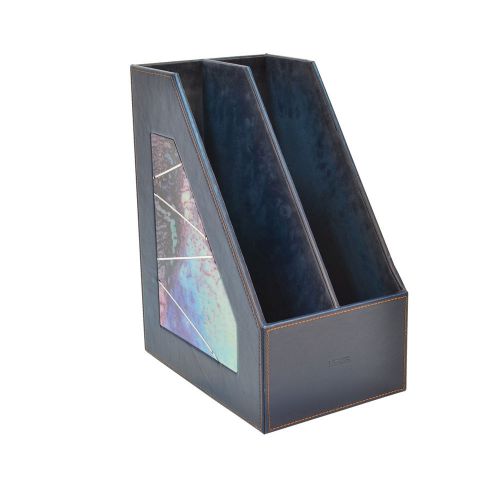 Ever ocean blue series blue leather office desktop document File Holder