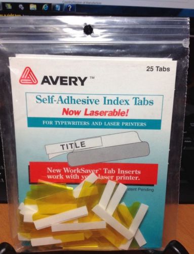 Avery Self-Adhesive 25 Index Tabs S-102 Yellow  1&#034; x 1/3&#034;