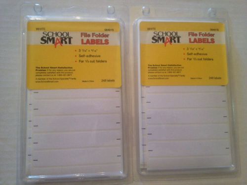 School Smart Self-Adhesive File Folder Labels, 2 Packs 3-7/16 X 9/16&#034; White 496