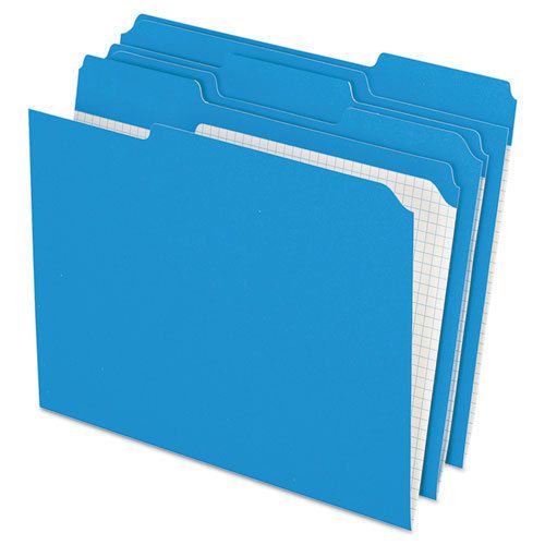 Reinforced Top Tab File Folders, 1/3 Cut, Letter, Blue, 100/Box