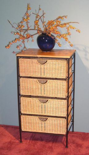 Four Drawer Wicker Storage Cabinet [ID 6189]