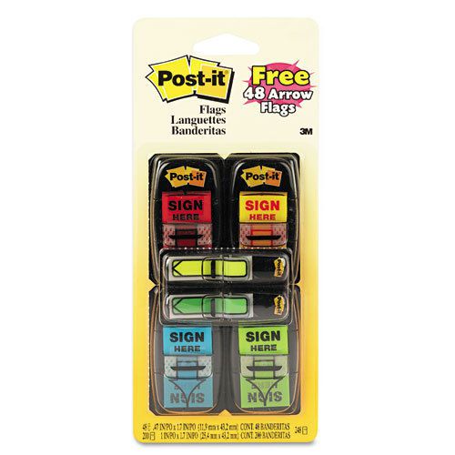Post-it flags, &#034;sign here&#034;, assorted colors, 1&#034;, 248 flags/pack for sale