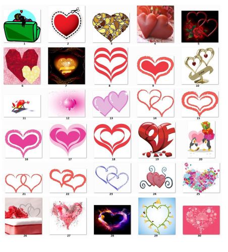 30 Square Stickers Envelope Seals Favor Tags Hearts Buy 3 get 1 free (h4)
