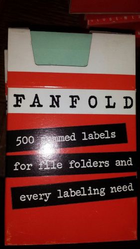 Vintage FANFOLD File Folders Gummed Labels Green Pack of 500