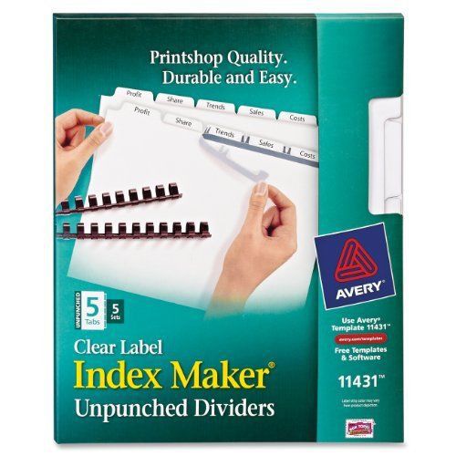 Avery Index Maker Clear Label Divider - Blank - 8.50&#034; X 11&#034; - 5 / (ave11431)