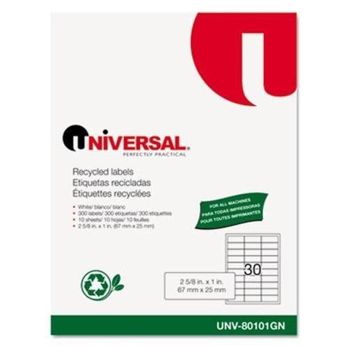 UNIVERSAL OFFICE PRODUCTS 80101GN Laser Printer Permanent Labels, Recycled, 1 X