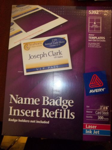Name Badge Insert Refills 3&#034; x 4&#034; 300 inserts New Factory Sealed