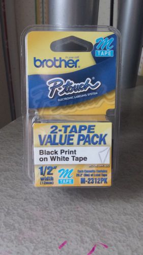 new brother p-touch 2-tape value pack m-tape 1/2 width (12 mm) m-2312pk