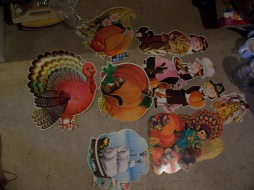 Huge Lot of Vintage Fall Banners/Cut-outs/Room Decorations - 9 Pieces in All
