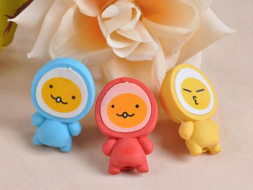 sto Cartoon Egg Pencil Eraser Rubber Smile Face Student Gift Toy Stationery Kid