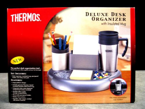 Deluxe desk organizer with insulated mug by thermos for sale