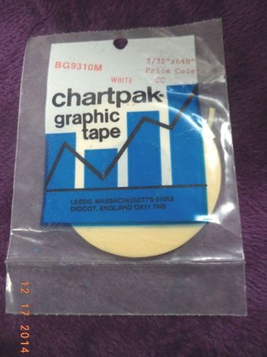 CHARTPAK WHITE GRAPHIC TAPE ~ BG9310M ~ 3/32&#034; x 648&#034;