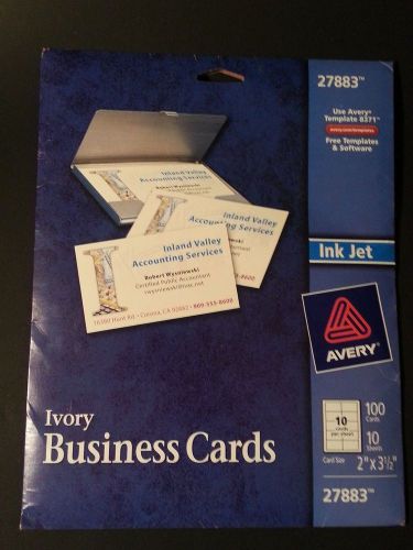 Avery Ivory  Business Cards Ink Jet 100 Cards 10 Per Sheet 27883