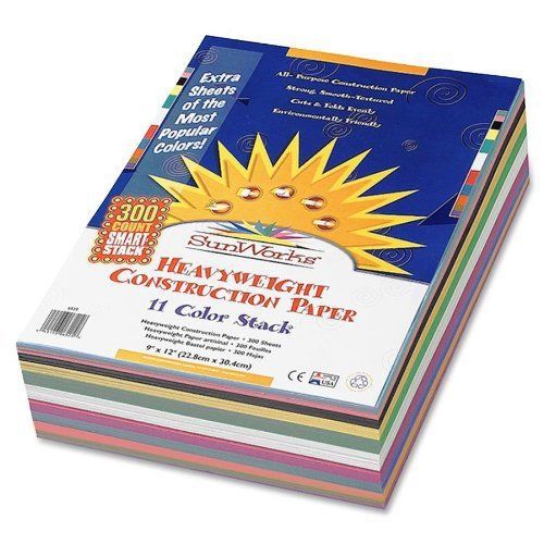 SunWorks Smart-Stack Construction Paper, 9 x 12 Inches, 11 Colors, 300 Count  (6