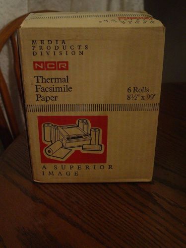 NCR THERMAL FACSIMILE PAPER 6 ROLLS  8.5&#034; X 99&#039; FAX MACHINE PAPER UNOPENED BOX