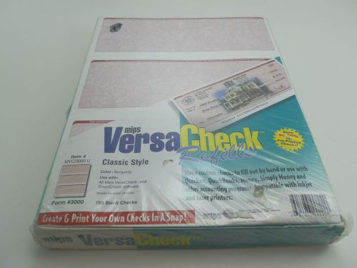 Mips Versa Check Refills Burgundy 750 Blank Checks Form 3000 Classic Style