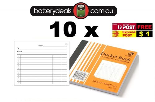 10 x Olympic Docket Book No50 Carbonless 100x125mm #50 140990 Duplicate No. 50