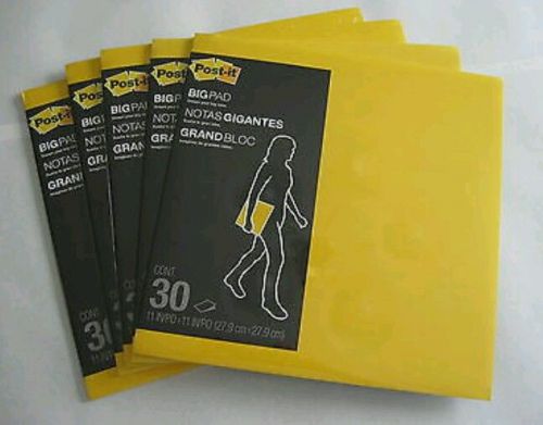 5 POST-IT Big Pads - Large Yellow 11&#034; x 11&#034; Pad  - Office School or Home