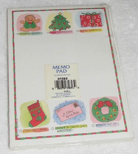 NEW! ELLEN BLONDER CREATIVE PAPERS C.R. GIBSON CHRISTMAS MEMO PAD 75 SHEETS USA