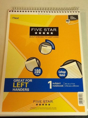 Red - Five Star 1 Subject Noteook - Great For Left Handers