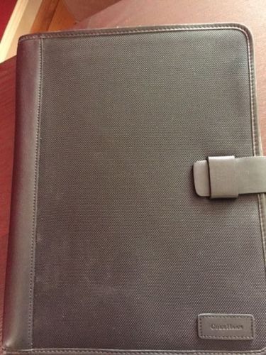 Cole Haan Black Leather and Canvas Writing Pad Notepad Cover 8 1/2 x 11 Folio