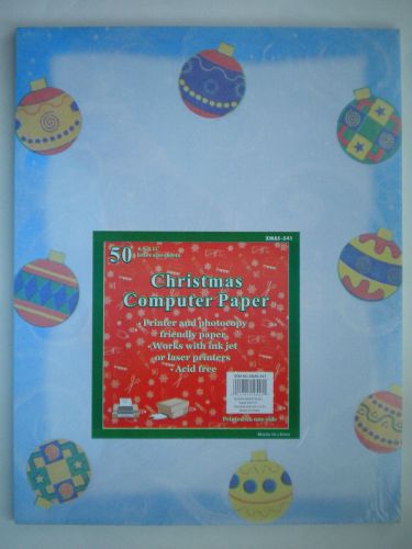*NEW* ~ 50 Designer &#034;CHRISTMAS ORNAMENTS&#034; Computer Stationery Sheets