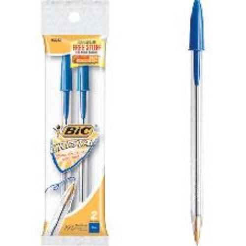 Bic cristal medium pen 2 pack blue for sale