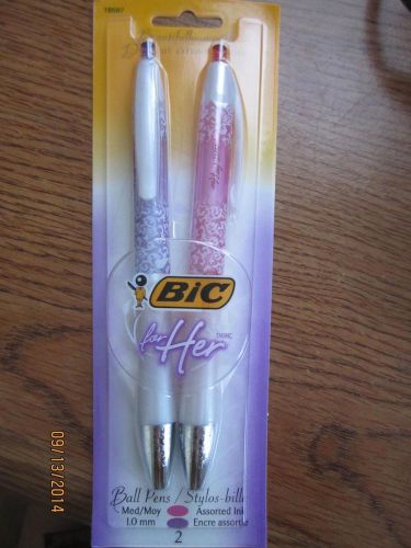 Bic for her retractable ballpoint pens assorted ink medium point fast/free ship for sale