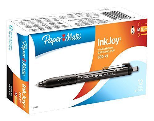 InkJoy 300 RT Retractable Ballpoint Pens, Medium Point, Black Ink, 12-Pack New